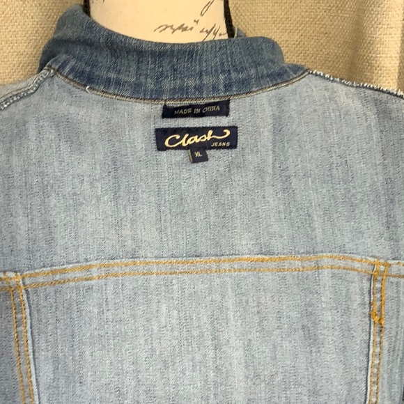 Clash Jean jacket Jeweled Bling Size XL with tank included Size Large - Picture 15 of 16